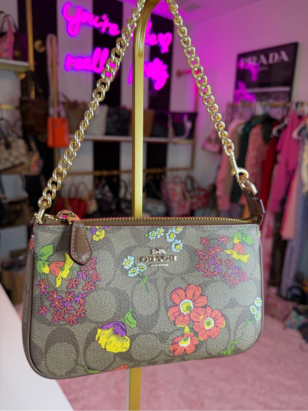 Coach Nolita 19 Signature Floral Chain Shoulder Bag CR828 New with tags A2454
